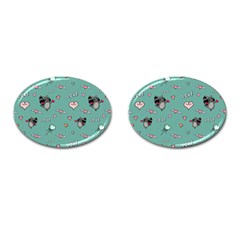 Raccoon Texture Seamless Scrapbooking Hearts Cufflinks (oval) by Wegoenart