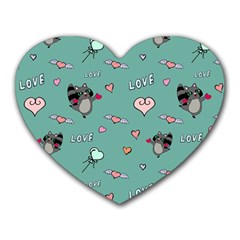 Raccoon Texture Seamless Scrapbooking Hearts Heart Mousepad by Wegoenart