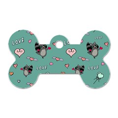 Raccoon Texture Seamless Scrapbooking Hearts Dog Tag Bone (one Side) by Wegoenart