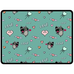 Raccoon Texture Seamless Scrapbooking Hearts One Side Fleece Blanket (large) by Wegoenart