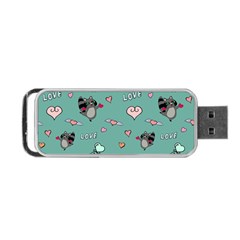 Raccoon Texture Seamless Scrapbooking Hearts Portable Usb Flash (one Side) by Wegoenart