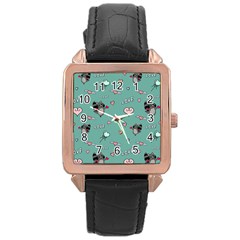 Raccoon Texture Seamless Scrapbooking Hearts Rose Gold Leather Watch  by Wegoenart