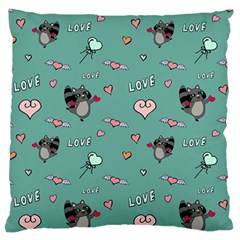 Raccoon Texture Seamless Scrapbooking Hearts Large Premium Plush Fleece Cushion Case (two Sides) by Wegoenart