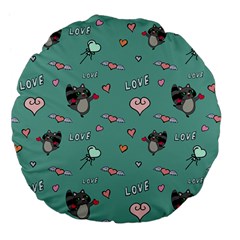 Raccoon Texture Seamless Scrapbooking Hearts Large 18  Premium Flano Round Cushions by Wegoenart