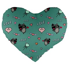 Raccoon Texture Seamless Scrapbooking Hearts Large 19  Premium Flano Heart Shape Cushions by Wegoenart