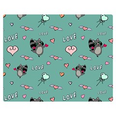 Raccoon Texture Seamless Scrapbooking Hearts Premium Plush Fleece Blanket (medium) by Wegoenart