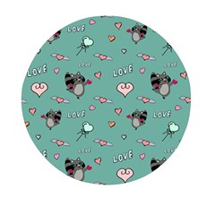 Raccoon Texture Seamless Scrapbooking Hearts Mini Round Pill Box by Wegoenart