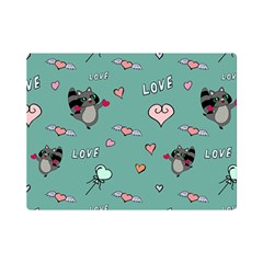 Raccoon Texture Seamless Scrapbooking Hearts One Side Premium Plush Fleece Blanket (mini) by Wegoenart