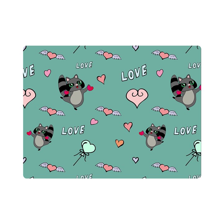 Raccoon Texture Seamless Scrapbooking Hearts One Side Premium Plush Fleece Blanket (Mini)