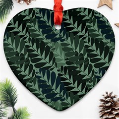 Background Pattern Leaves Texture Design Wallpaper Heart Ornament (two Sides) by Wegoenart