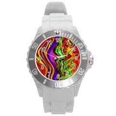 Swirls And Curls Round Plastic Sport Watch (l) by GardenOfOphir