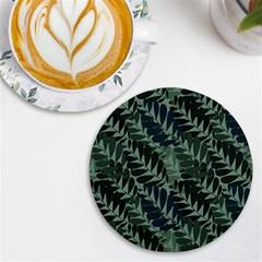 Background Pattern Leaves Texture Design Wallpaper Uv Print Round Tile Coaster by Wegoenart