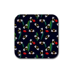 Art Floral Design Pattern Floral Pattern Rubber Coaster (square) by Wegoenart