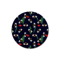 Art Floral Design Pattern Floral Pattern Rubber Round Coaster (4 Pack) by Wegoenart