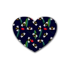 Art Floral Design Pattern Floral Pattern Rubber Coaster (heart) by Wegoenart