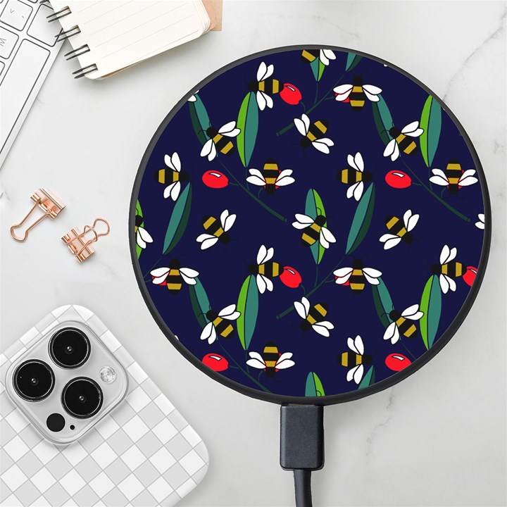 Art Floral Design Pattern Floral Pattern Wireless Fast Charger(Black)