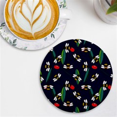 Art Floral Design Pattern Floral Pattern Uv Print Round Tile Coaster by Wegoenart