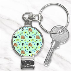 Dog Pattern Seamless Blue Background Scrapbooking Nail Clippers Key Chain