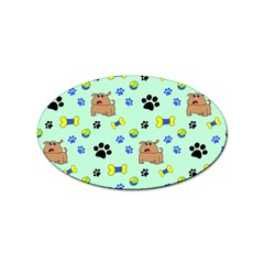 Dog Pattern Seamless Blue Background Scrapbooking Sticker (oval) by Wegoenart