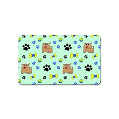 Dog Pattern Seamless Blue Background Scrapbooking Magnet (name Card) by Wegoenart