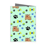 Dog Pattern Seamless Blue Background Scrapbooking Mini Greeting Card Right