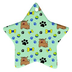 Dog Pattern Seamless Blue Background Scrapbooking Star Ornament (two Sides)