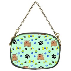 Dog Pattern Seamless Blue Background Scrapbooking Chain Purse (two Sides) by Wegoenart