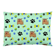 Dog Pattern Seamless Blue Background Scrapbooking Pillow Case by Wegoenart