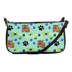 Dog Pattern Seamless Blue Background Scrapbooking Shoulder Clutch Bag by Wegoenart