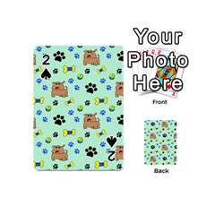 Dog Pattern Seamless Blue Background Scrapbooking Playing Cards 54 Designs (mini) by Wegoenart