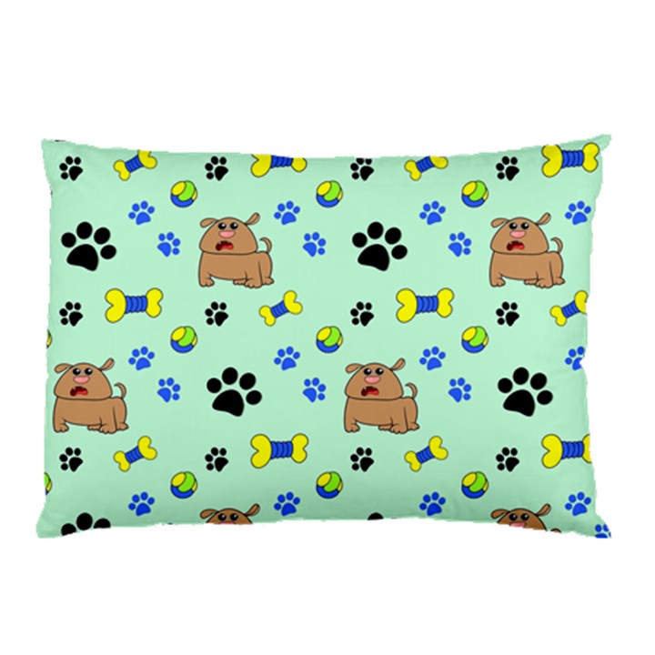 Dog Pattern Seamless Blue Background Scrapbooking Pillow Case (Two Sides)