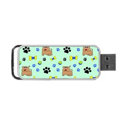 Dog Pattern Seamless Blue Background Scrapbooking Portable Usb Flash (one Side) by Wegoenart