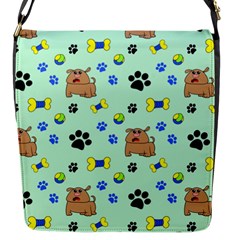 Dog Pattern Seamless Blue Background Scrapbooking Flap Closure Messenger Bag (s) by Wegoenart