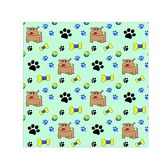 Dog Pattern Seamless Blue Background Scrapbooking Square Satin Scarf (30  X 30 ) by Wegoenart