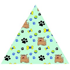 Dog Pattern Seamless Blue Background Scrapbooking Wooden Puzzle Triangle by Wegoenart