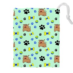 Dog Pattern Seamless Blue Background Scrapbooking Drawstring Pouch (5xl) by Wegoenart