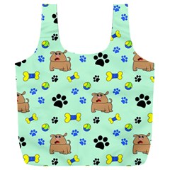 Dog Pattern Seamless Blue Background Scrapbooking Full Print Recycle Bag (xxl) by Wegoenart