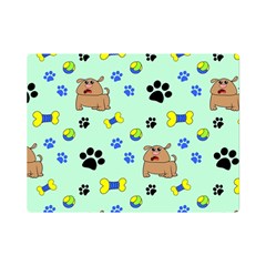 Dog Pattern Seamless Blue Background Scrapbooking One Side Premium Plush Fleece Blanket (mini) by Wegoenart