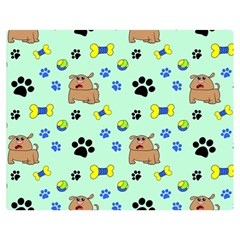 Dog Pattern Seamless Blue Background Scrapbooking One Side Premium Plush Fleece Blanket (medium)