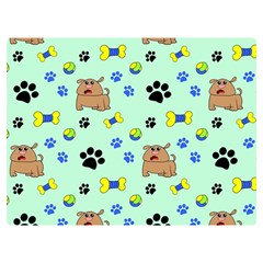 Dog Pattern Seamless Blue Background Scrapbooking One Side Premium Plush Fleece Blanket (extra Small)