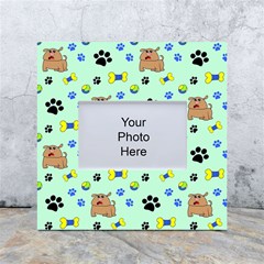 Dog Pattern Seamless Blue Background Scrapbooking White Box Photo Frame 4  X 6  by Wegoenart