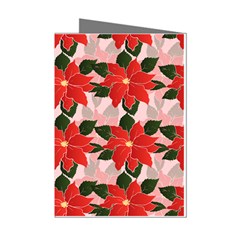 Poinsettia Pattern Seamless Pattern Christmas Xmas Mini Greeting Cards (pkg Of 8)