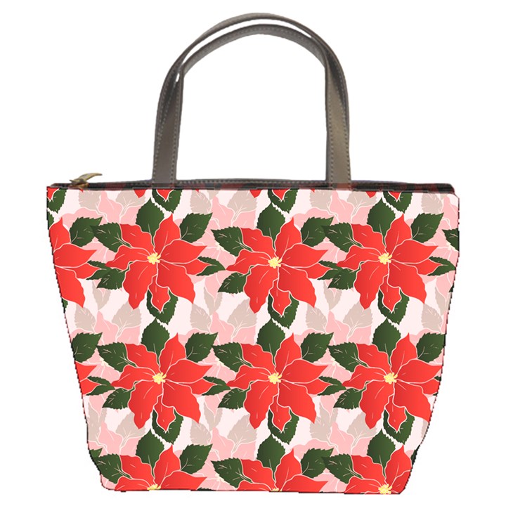 Poinsettia Pattern Seamless Pattern Christmas Xmas Bucket Bag