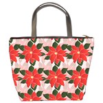 Poinsettia Pattern Seamless Pattern Christmas Xmas Bucket Bag Back