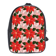 Poinsettia Pattern Seamless Pattern Christmas Xmas School Bag (xl) by Wegoenart