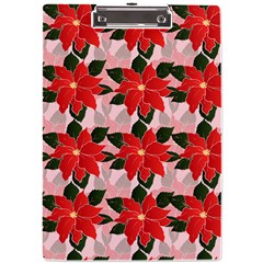 Poinsettia Pattern Seamless Pattern Christmas Xmas A4 Acrylic Clipboard by Wegoenart