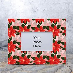 Poinsettia Pattern Seamless Pattern Christmas Xmas White Tabletop Photo Frame 4 x6  by Wegoenart