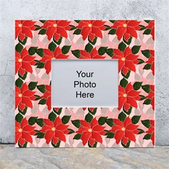 Poinsettia Pattern Seamless Pattern Christmas Xmas White Wall Photo Frame 5  X 7  by Wegoenart