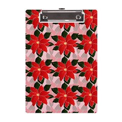 Poinsettia Pattern Seamless Pattern Christmas Xmas A5 Acrylic Clipboard by Wegoenart