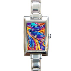 Dancing In The Liquid Light Rectangle Italian Charm Watch by GardenOfOphir